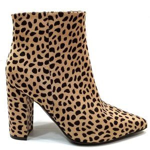New Cheetah Chunky Heel Point Toe Booties Boots